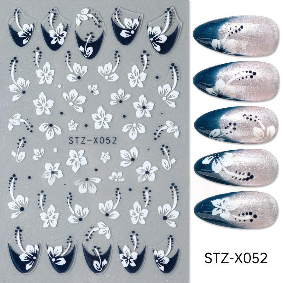 Nail Art Stickers Valentines Day Black-and-white Heart French-style With Irregular Line Designs - Image 14