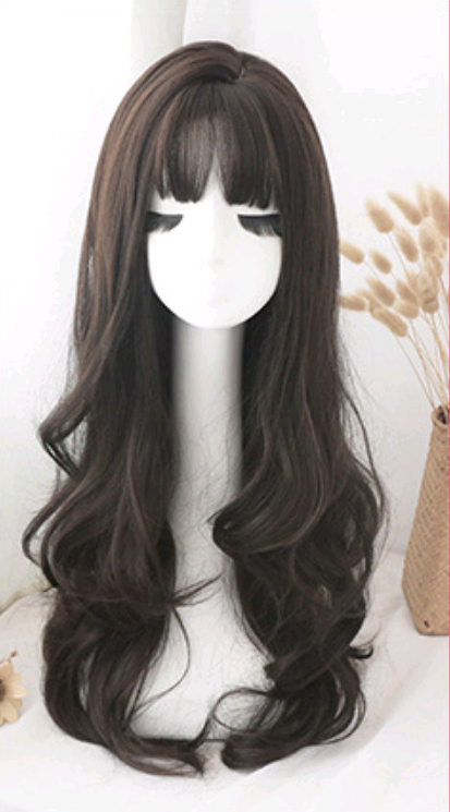 Fashion big wavy long curly pear flower air bangs chemical fiber wig headgear - Image 5