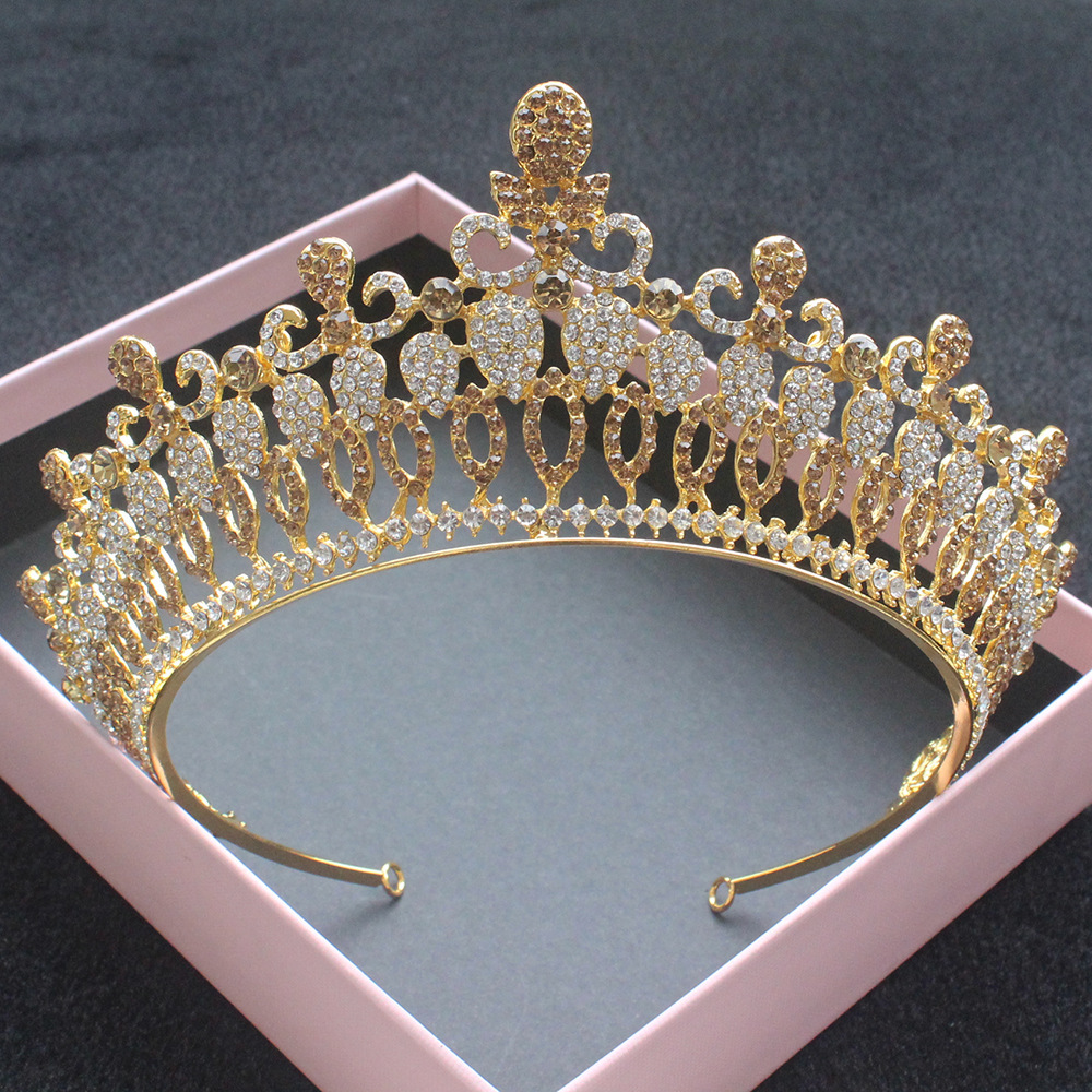 European And American Bridal Rhinestone Hair Accessories Baroque Princess Multi-Color Crown - Image 3