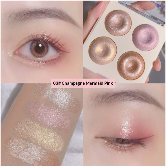 Four-color Baked Highlighter Palette With Shimmering Eyeshadow - Image 3