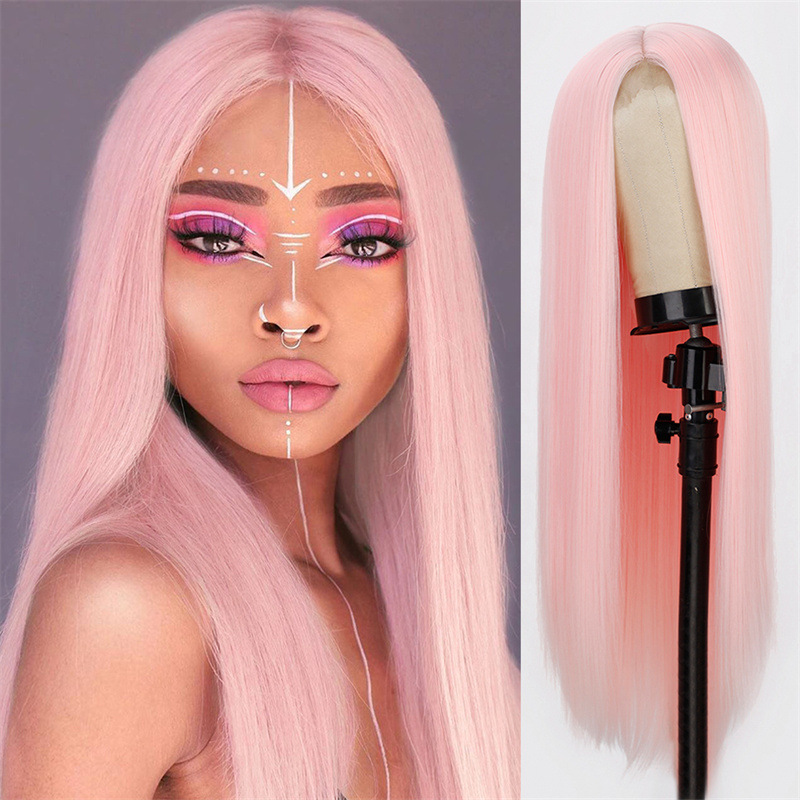 Black Long Straight Center Point Natural And Lifelike Headgear Temperament Non-marking Chemical Fiber - Image 11