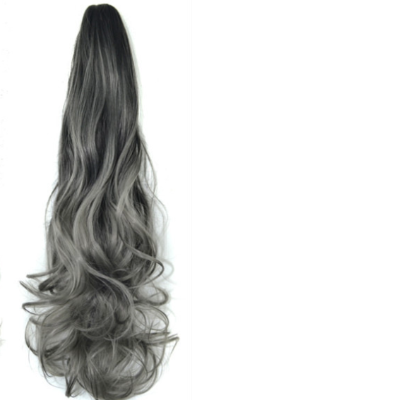 Colorful Gradient Color Clip Ponytail Wig - Image 3