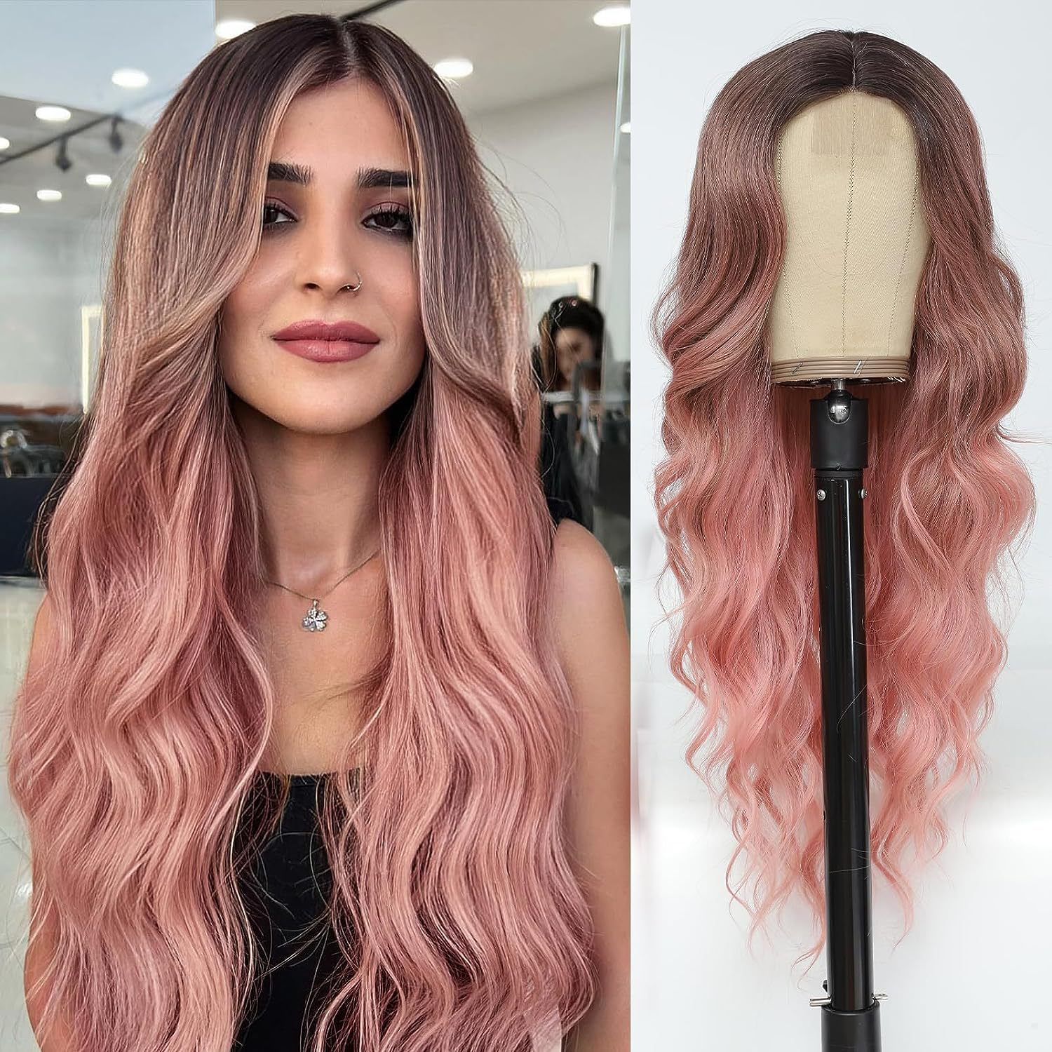 Womens Black Long Curly Wig Full Synthetic Hair With Big Waves - Image 8