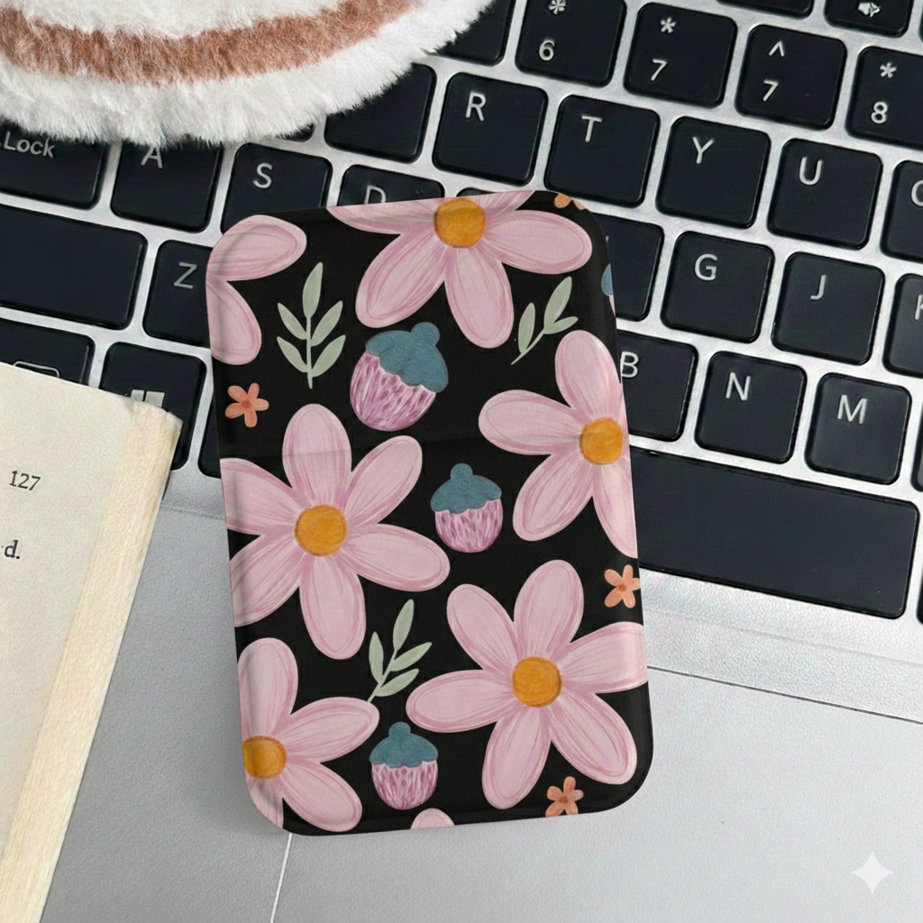 Portable Folding Compact Mirror Cute Floral Pocket Makeup Mirror Double Sided Magnifying Travel Cosmetic Mirror For Girls Gift - Image 2