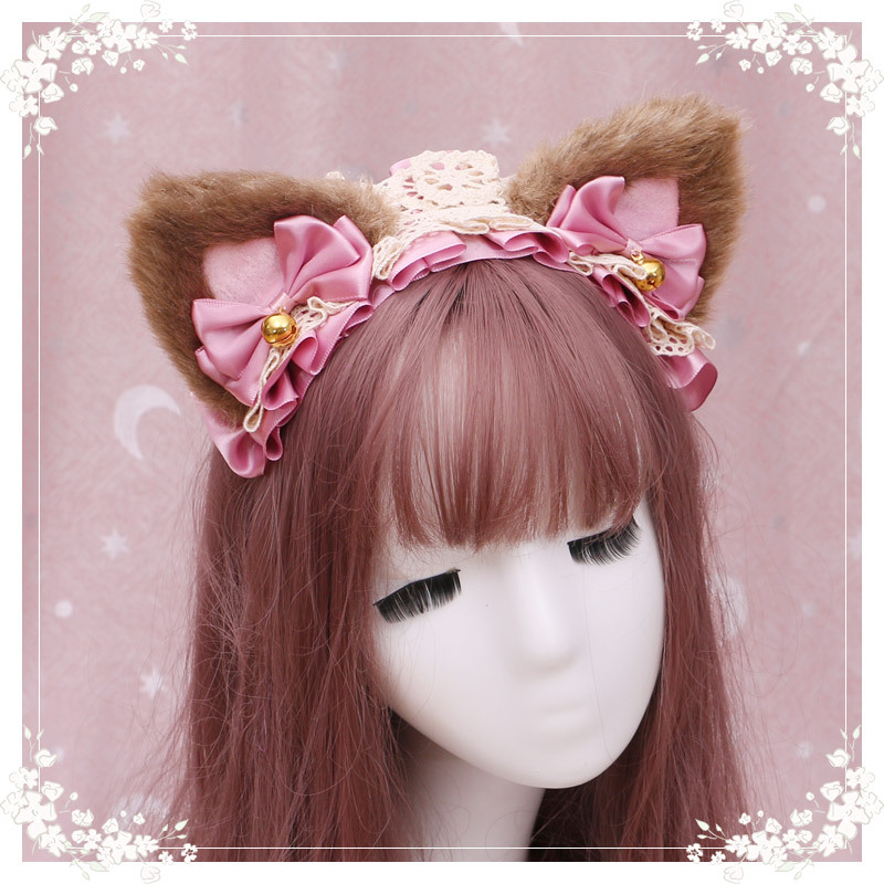 A lovely japanese Lolita hairdress, Catwoman Plush Lolita headdress, lace cat ear hair band - Image 18