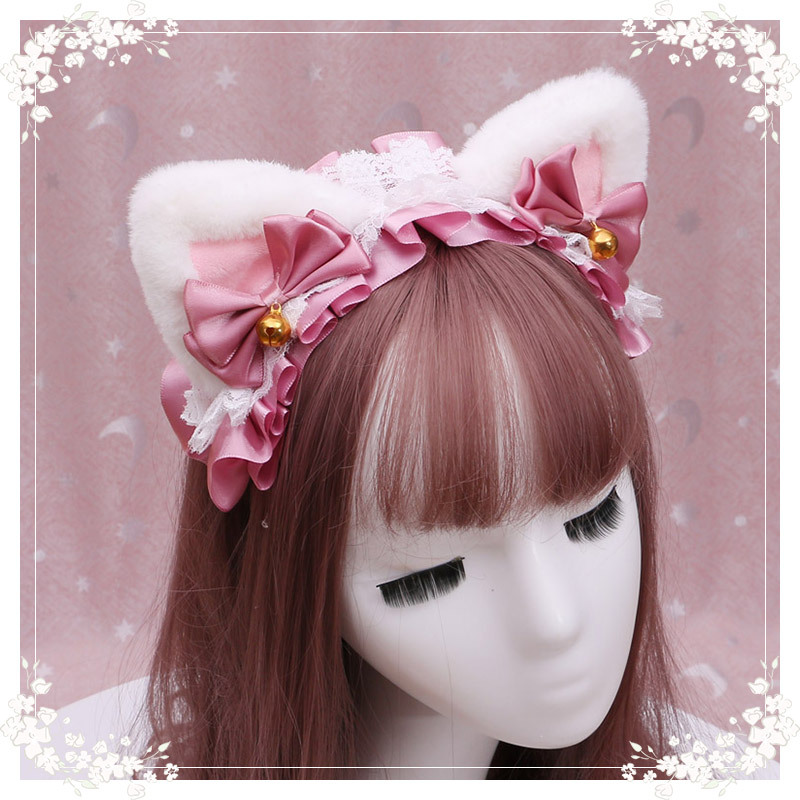 A lovely japanese Lolita hairdress, Catwoman Plush Lolita headdress, lace cat ear hair band - Image 14