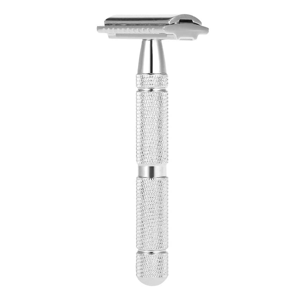 Vintage Manual Safety Metal Shaver with Brush - Image 2