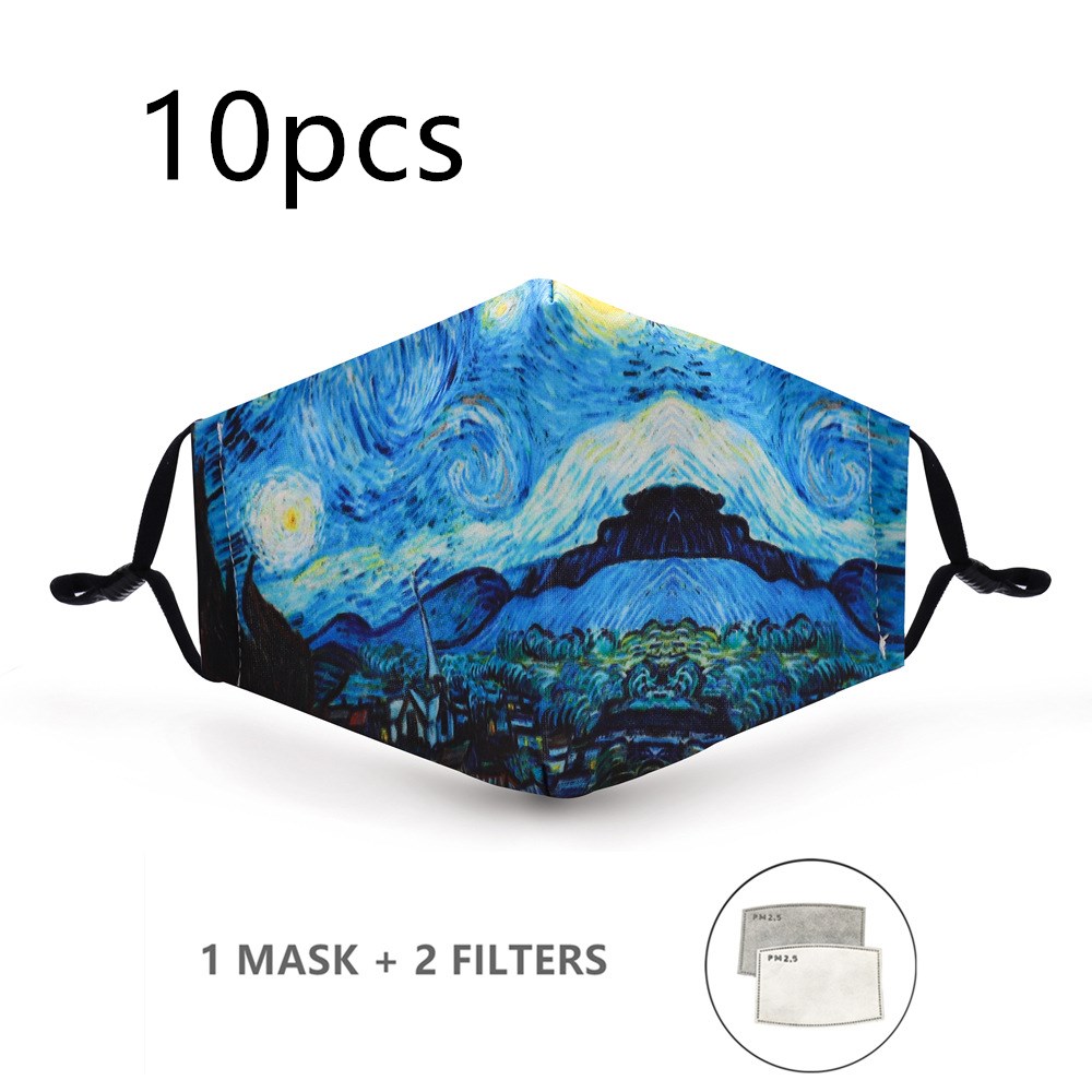 Three-layer printed adjustable ear-hook cotton mask - Image 3