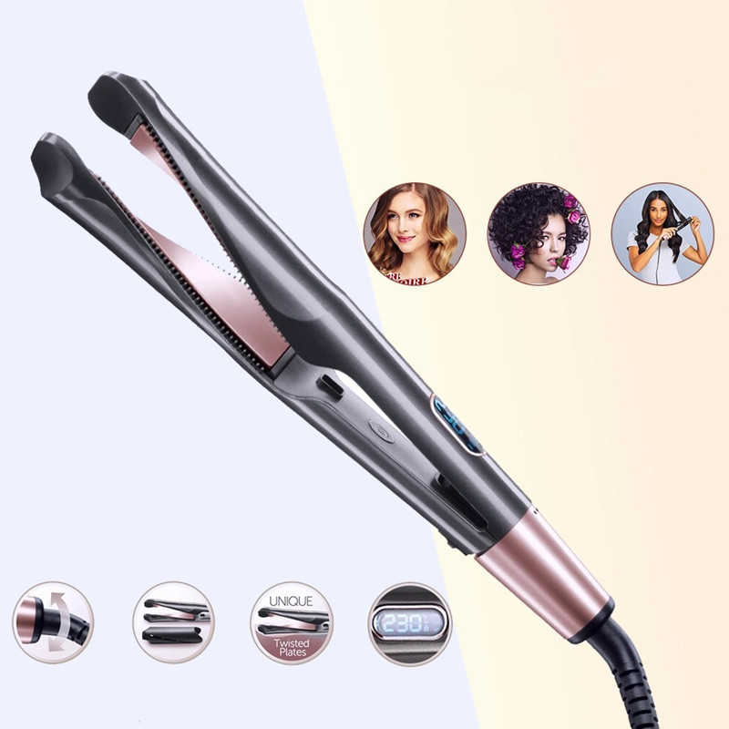 2 In 1 Hair Straightener And Curler Curling Iron For All Hair Types Tourmaline Ceramic Twisted Flat Iron For Hair Styling - Image 3