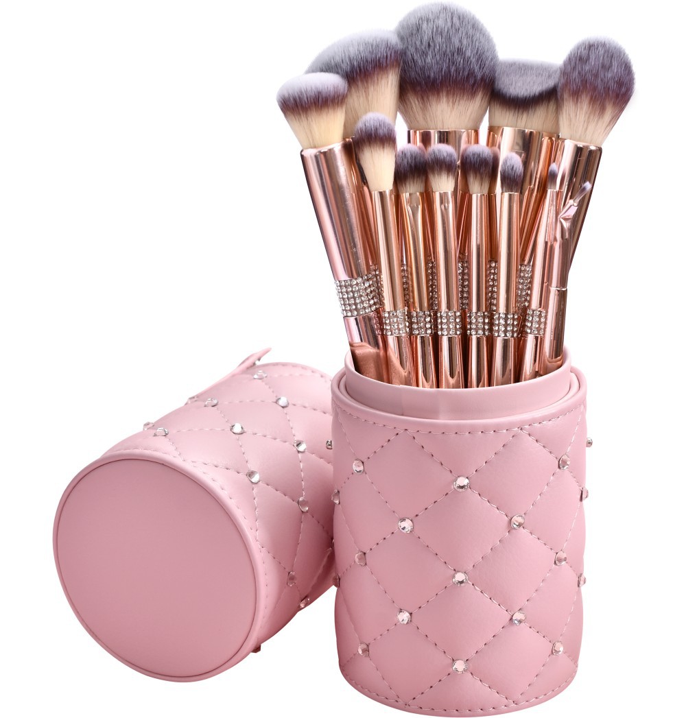 Portable Home Electroplated Rose Gold Makeup Brush Suit - Image 5