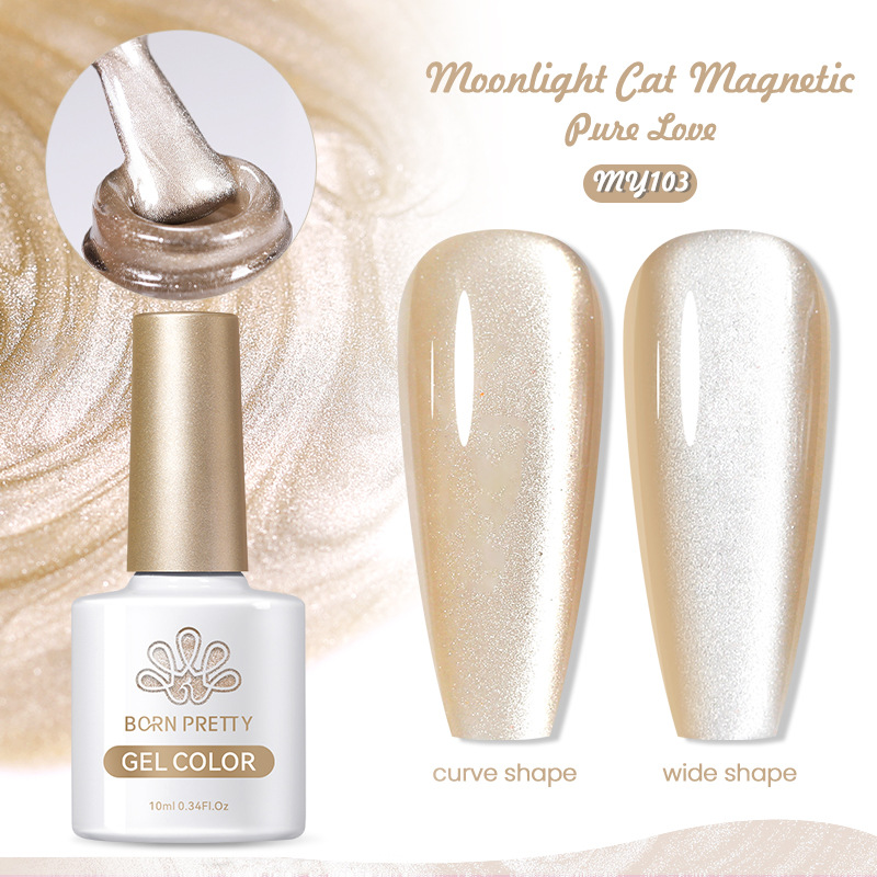 Mirror Porcelain White Cat's Eye White Moonlight Gel Nail Polish - Image 2
