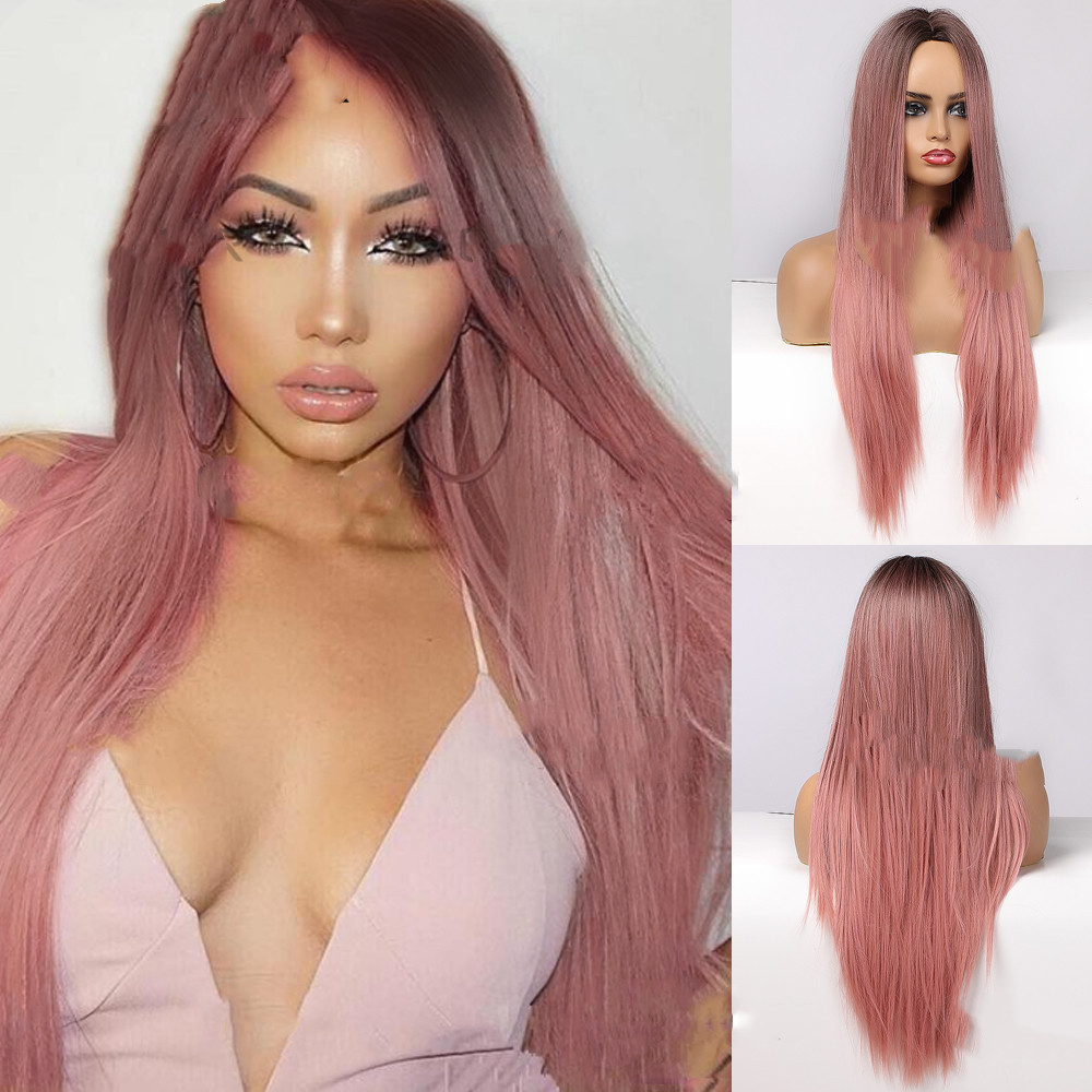 European And American Headgear Waist Long Curly Hair Gradient Big Wave Anime