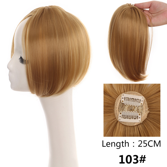 Women's Head Hair Replacement Center-parted Wig Air Side Bangs Two-card Straight Hair - Image 8