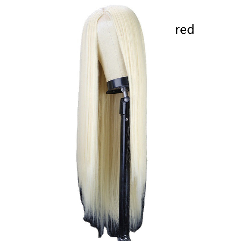 Black Long Straight Center Point Natural And Lifelike Headgear Temperament Non-marking Chemical Fiber - Image 7