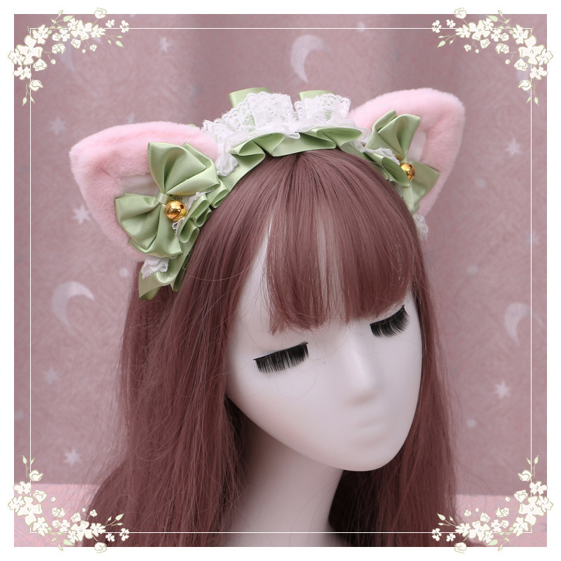 A lovely japanese Lolita hairdress, Catwoman Plush Lolita headdress, lace cat ear hair band - Image 37