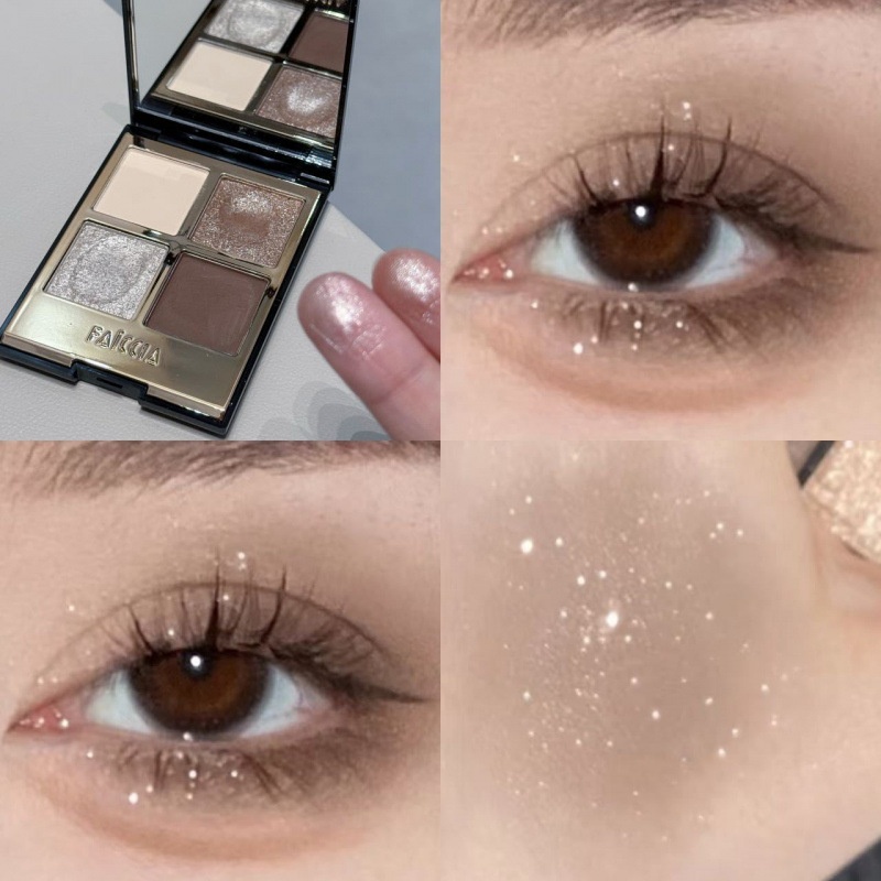 Four Colors Eye Shadow Powder Brown Earth Color Smoky Makeup Matte - Image 4