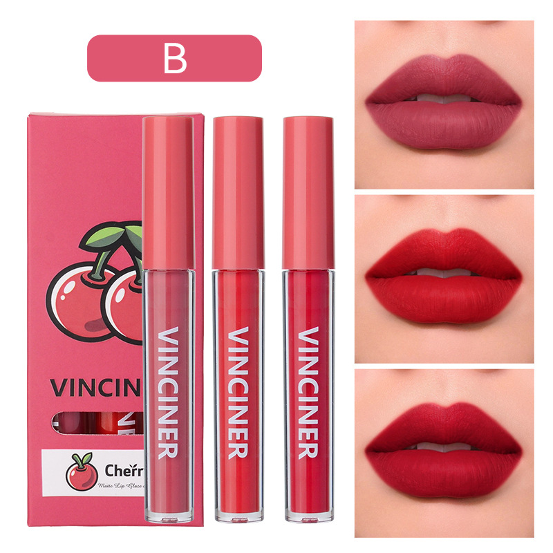 3 Fruits Lip Glaze Set Matte Finish Nonstick Cup - Image 2