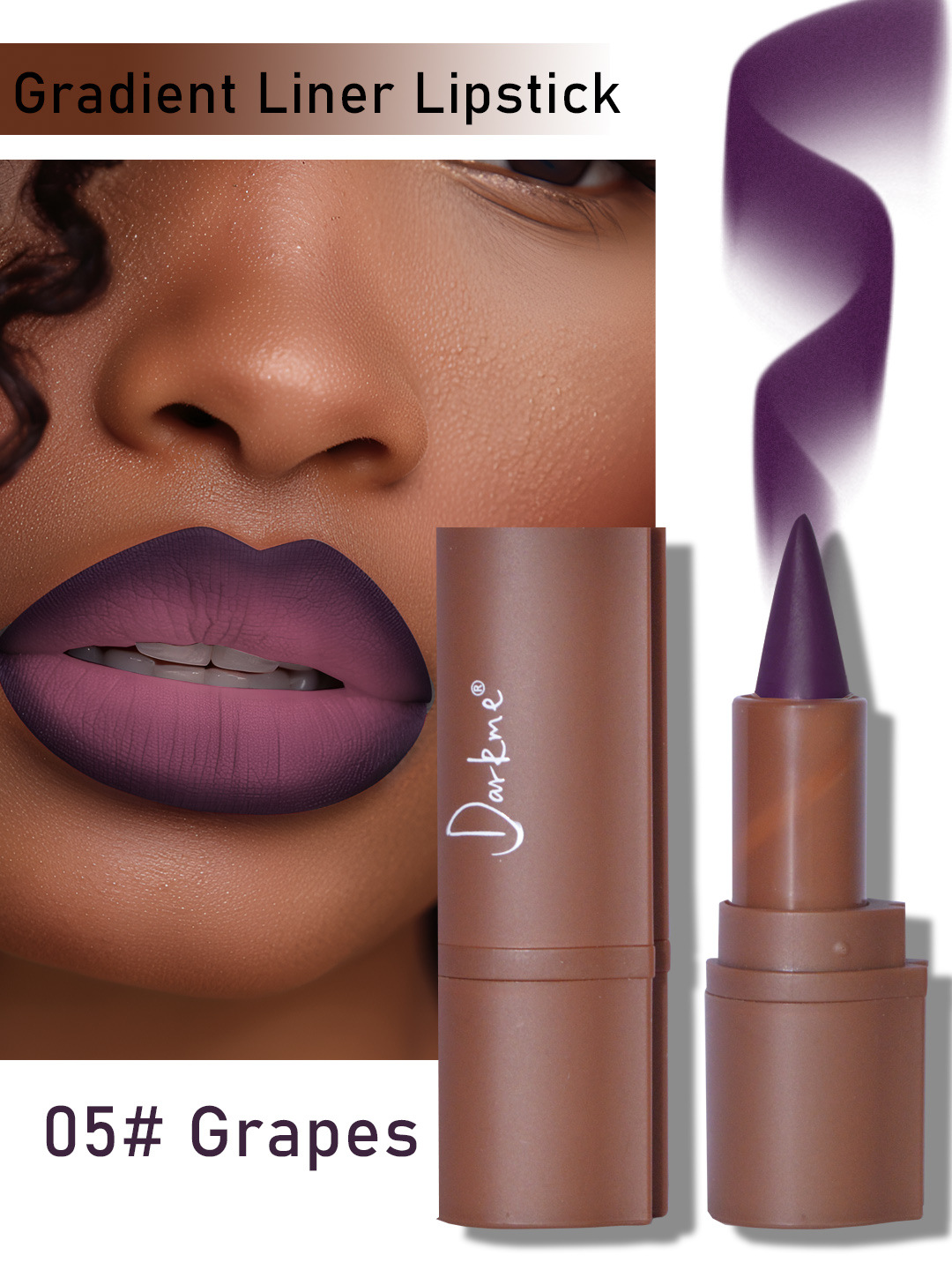 Gradient Coloring Lip Liner Matte Finish Mixed Dark Lipstick Waterproof - Image 5