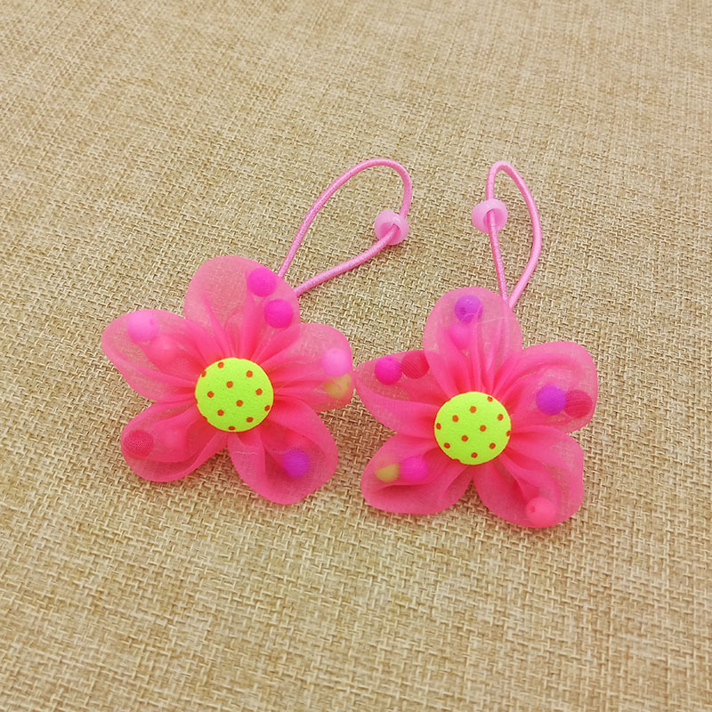 Chiffon Flower Beads Buckle Children's Head Ornaments Rubber Band Hair Ring - Image 4
