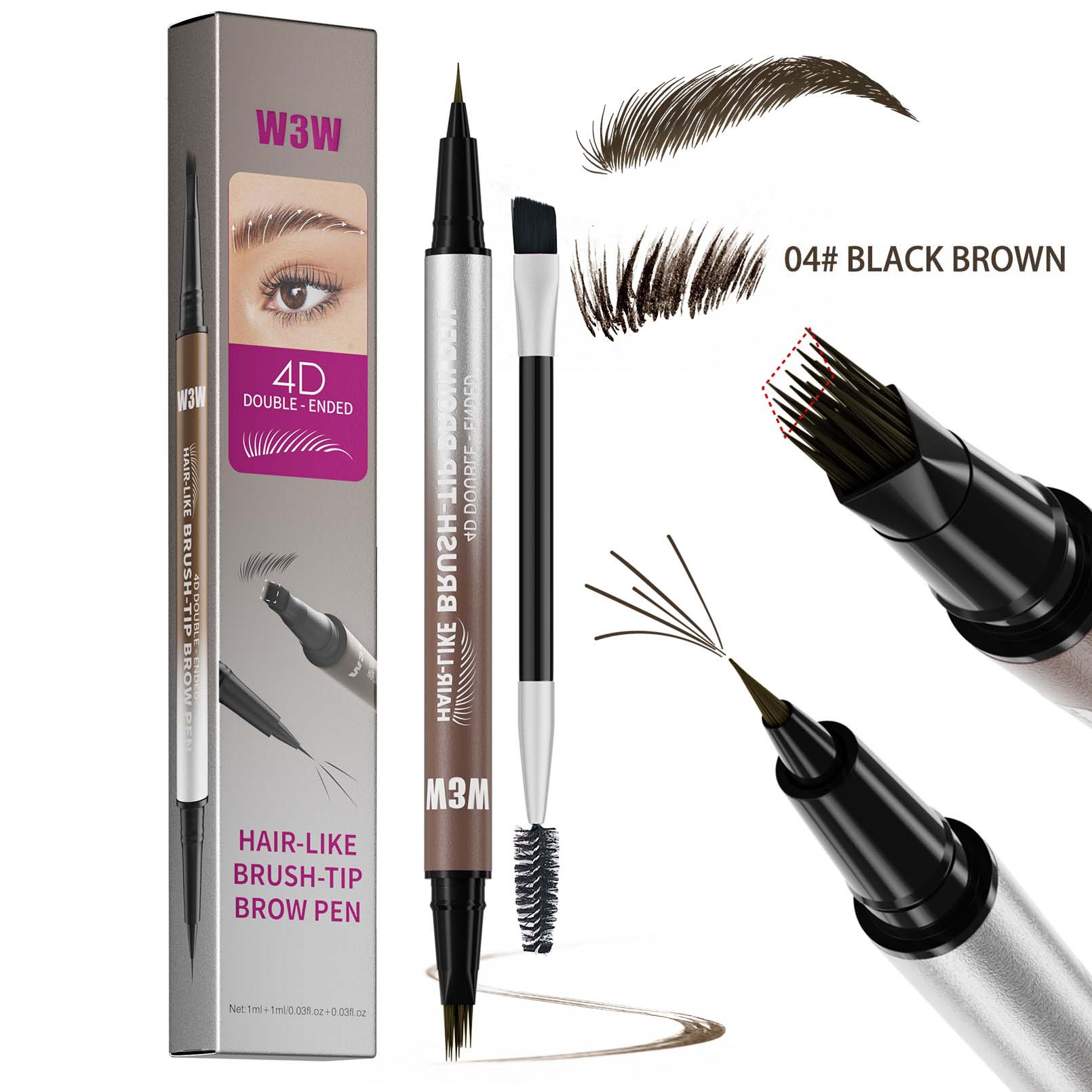 Sweat-proof Multi-pronged Eyebrow Brush Liquid Brow Pencil - Image 4