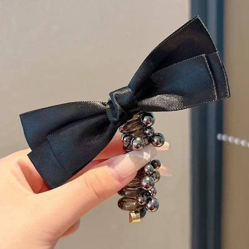 Bow-knot Pearl Bubble Braid Hair Tie For Women