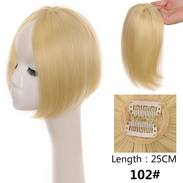 Women's Head Hair Replacement Center-parted Wig Air Side Bangs Two-card Straight Hair - Image 7