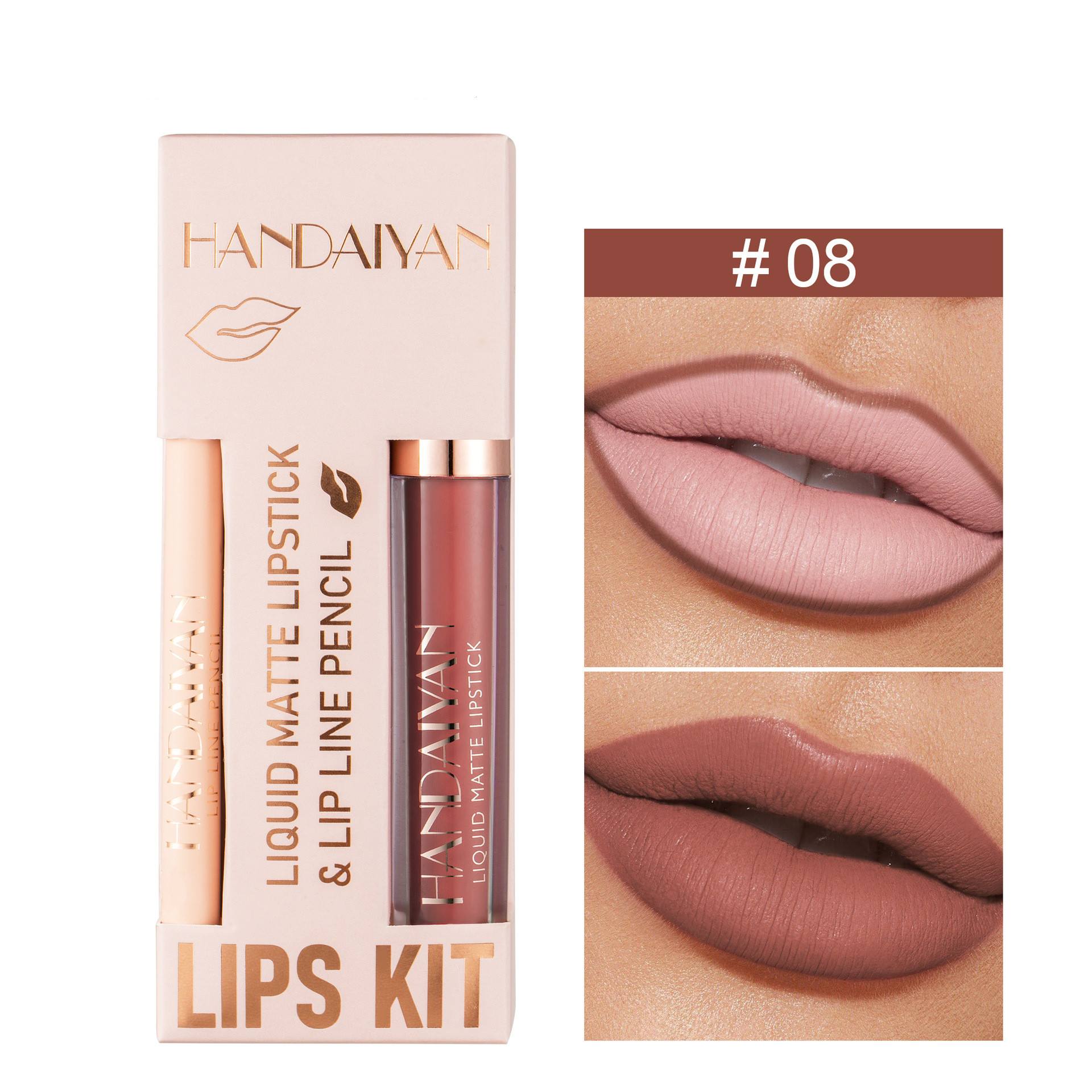 Liner Lip Glaze Set Waterproof No Stain On Cup Velvet Matte Lipstick - Image 8