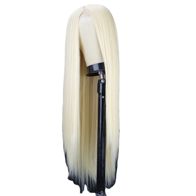 Black Long Straight Center Point Natural And Lifelike Headgear Temperament Non-marking Chemical Fiber - Image 8