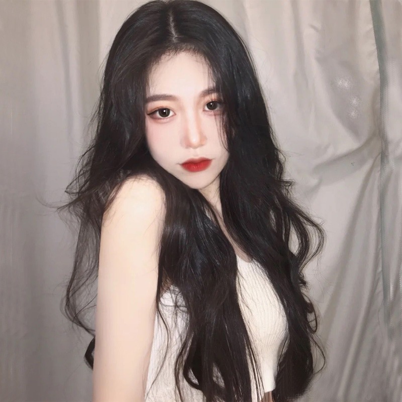 Womens Black Long Curly Wig Full Synthetic Hair With Big Waves - Image 2