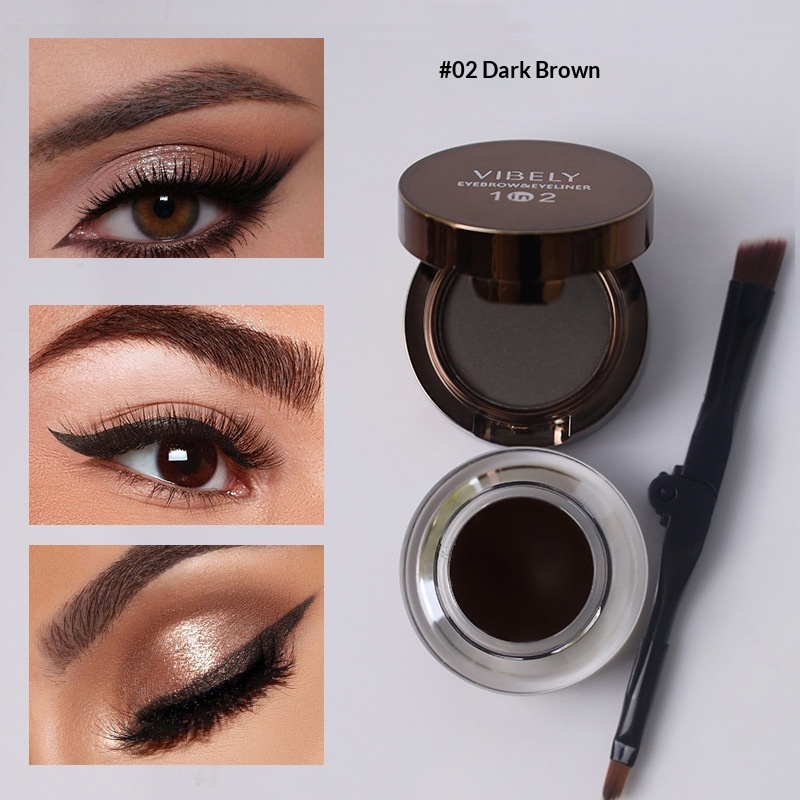 Waterproof Sweat-proof And Smudge-proof 2-in-1 Dual-color Eyeliner And Brow Gel - Image 2
