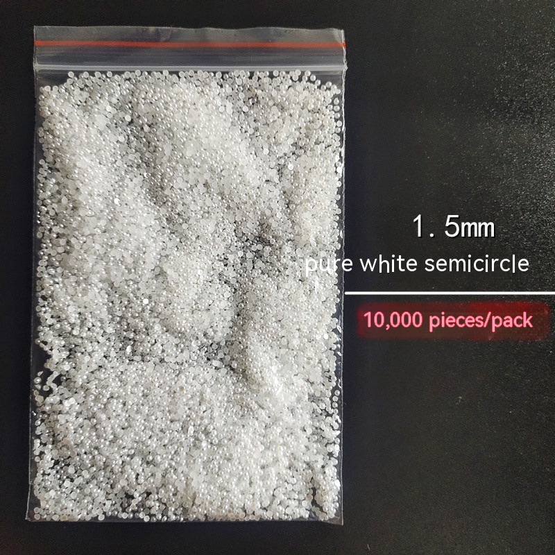 Manicure Flat Semicircle Pure White Rice White Pearl - Image 2