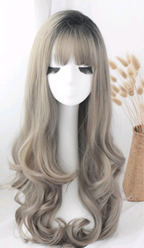 Fashion big wavy long curly pear flower air bangs chemical fiber wig headgear - Image 6