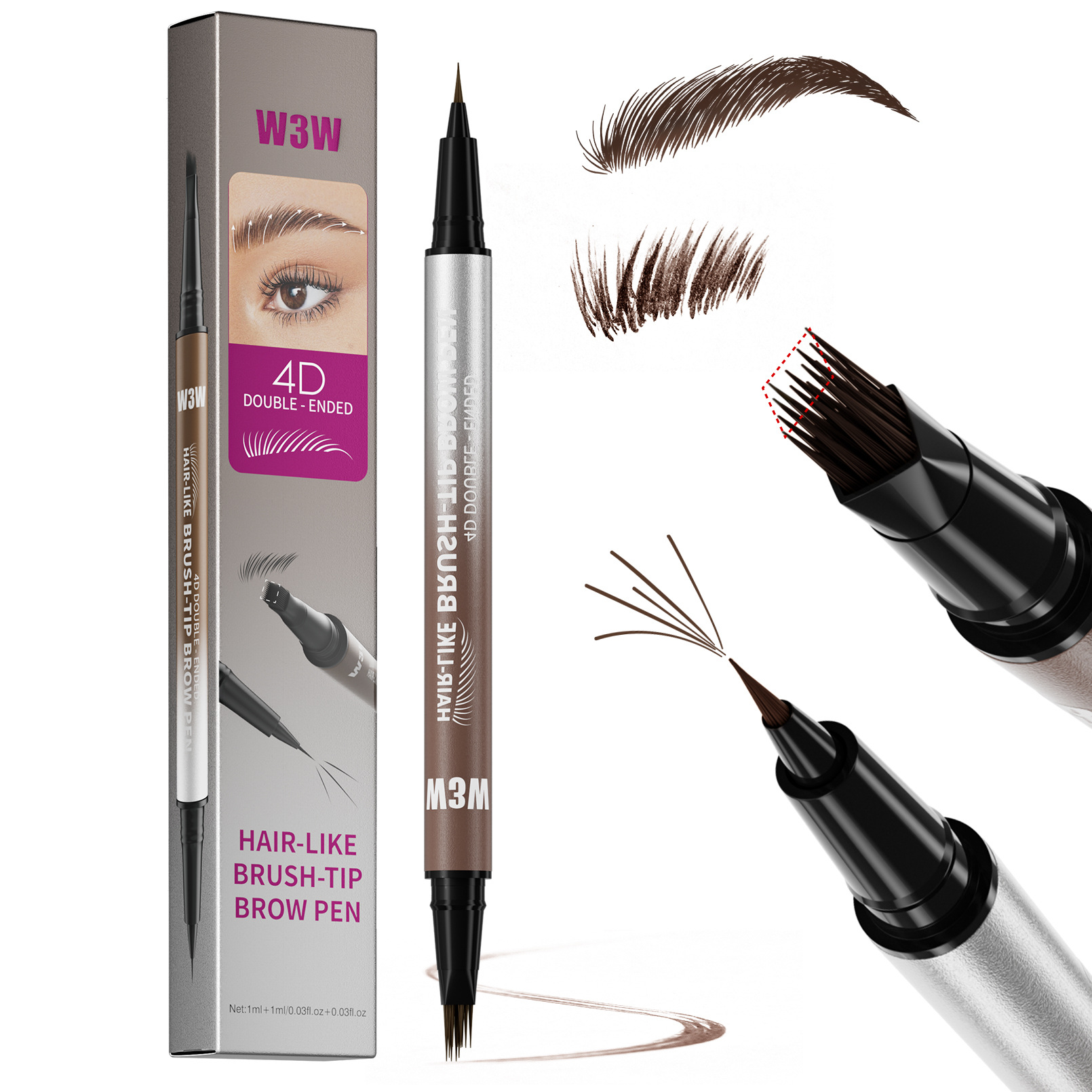 Waterproof Sweat-proof Smudge-proof Double-ended Eyebrow Pencil - Image 3