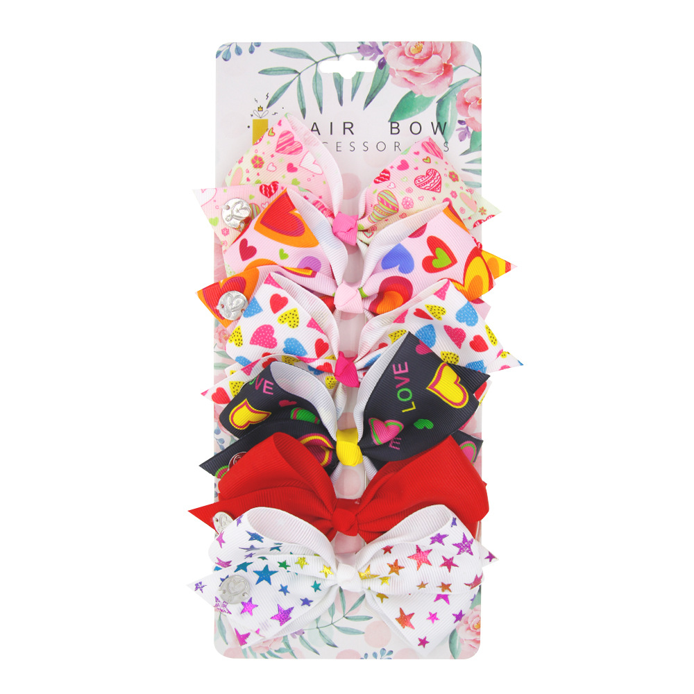 Fashion Children's Heart Bow Hair Clip Set