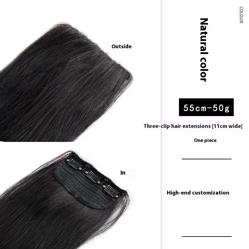 Handmade Natural Edging Straight Hair Multi-piece Wig - Image 7