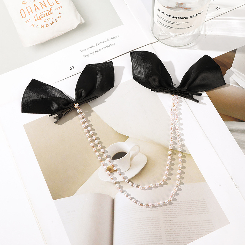 Fashion Bow Pearl Fringe Hair Clip - Image 4