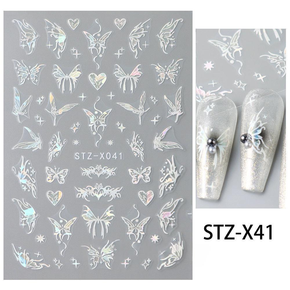 Nail Art Stickers Valentines Day Black-and-white Heart French-style With Irregular Line Designs - Image 25