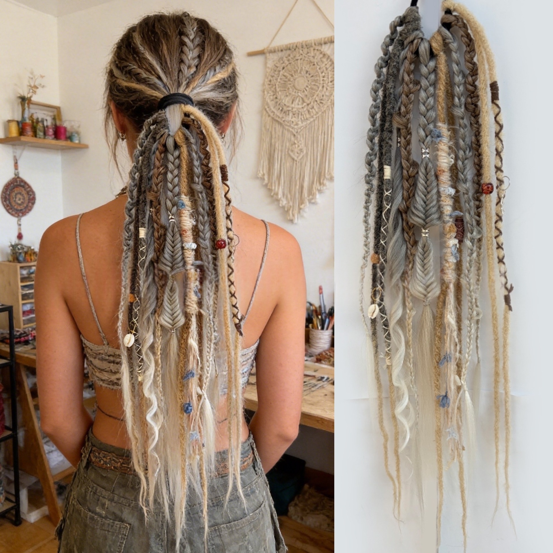 Synthetic Matte Dreadlock Colorful Rope Ponytail Crochet Hair Wig