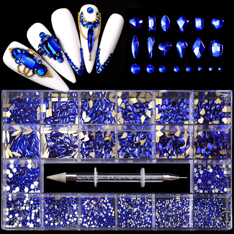 21 Grid Boxed Nail Rhinestone Flat Glass Nail Rhinestone Jewelry Set - Image 8