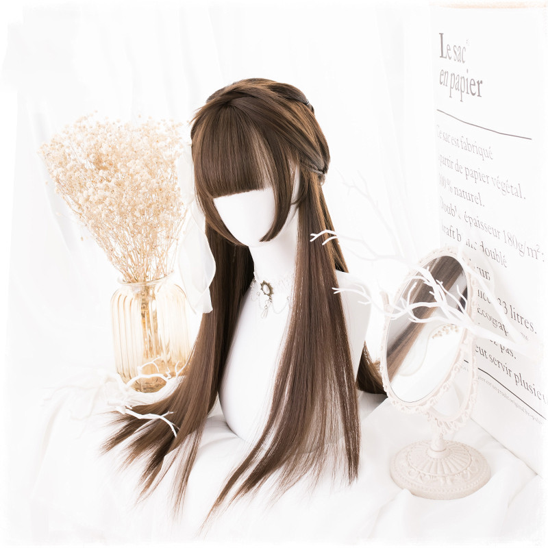 Manzhen Daily Black Long Straight Wig Girl