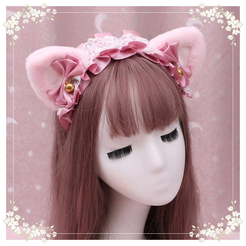A lovely japanese Lolita hairdress, Catwoman Plush Lolita headdress, lace cat ear hair band - Image 27