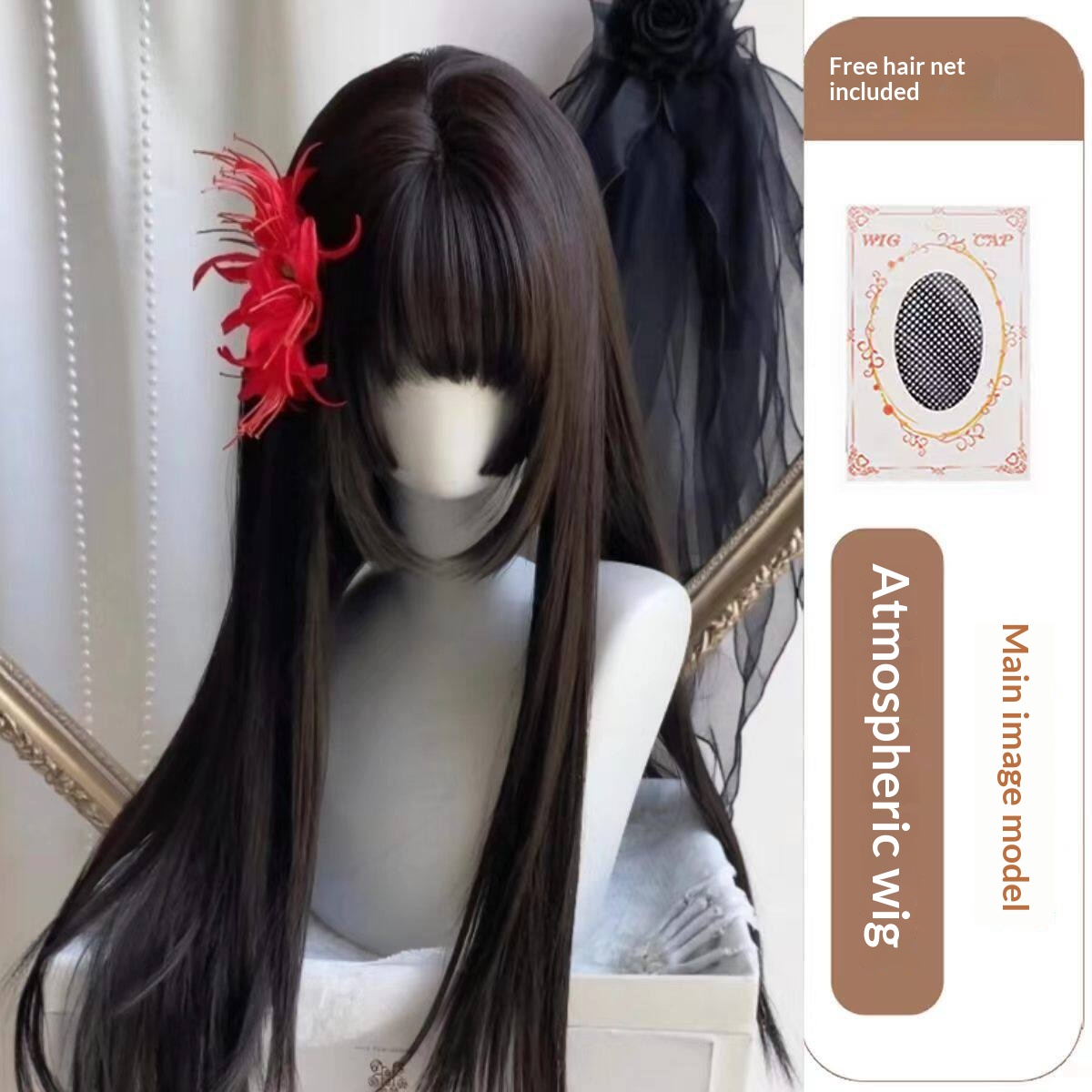 Synthetic Fiber Full Head Wig - Natural Voluminous Style for Daily Wear Cosplay Party