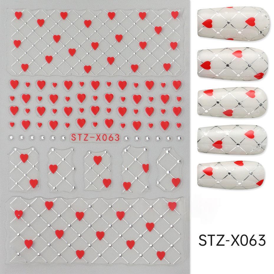 Nail Art Stickers Valentines Day Black-and-white Heart French-style With Irregular Line Designs - Image 3
