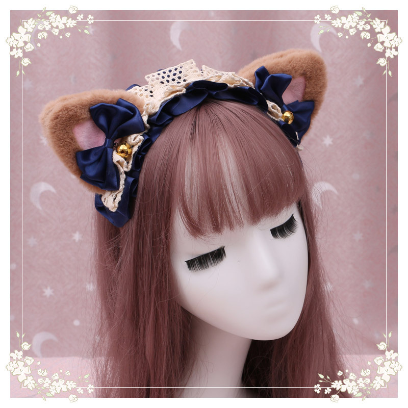 A lovely japanese Lolita hairdress, Catwoman Plush Lolita headdress, lace cat ear hair band - Image 28