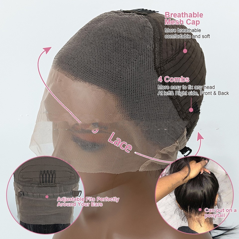 Blue Highlights Loose Lace Humanhair Wig - Image 3