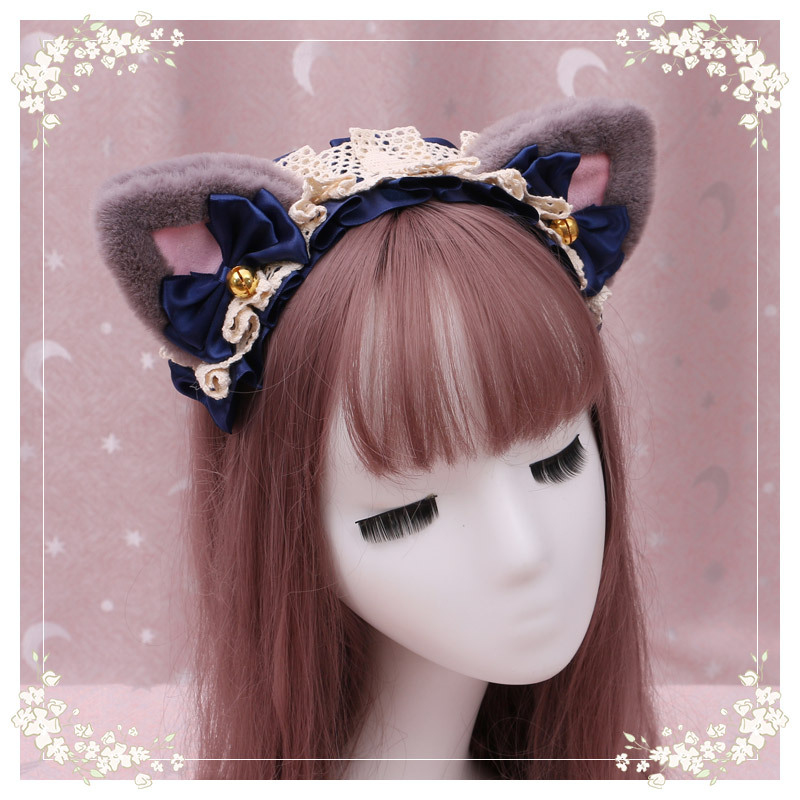 A lovely japanese Lolita hairdress, Catwoman Plush Lolita headdress, lace cat ear hair band - Image 21