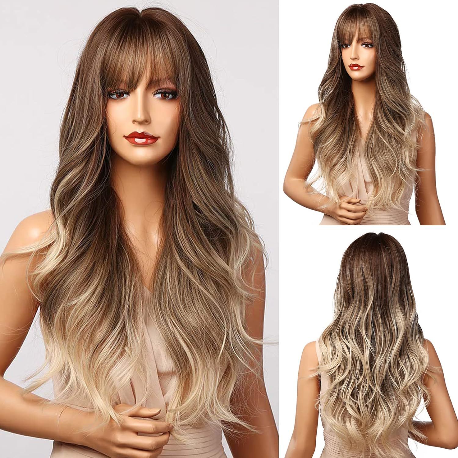Women's Brown Bangs Long Curly Hair - Image 6