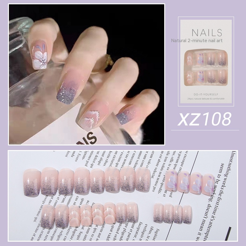 Nail Beauty New Hand-painted Fake Nail Tip Tulip Patch - Image 20