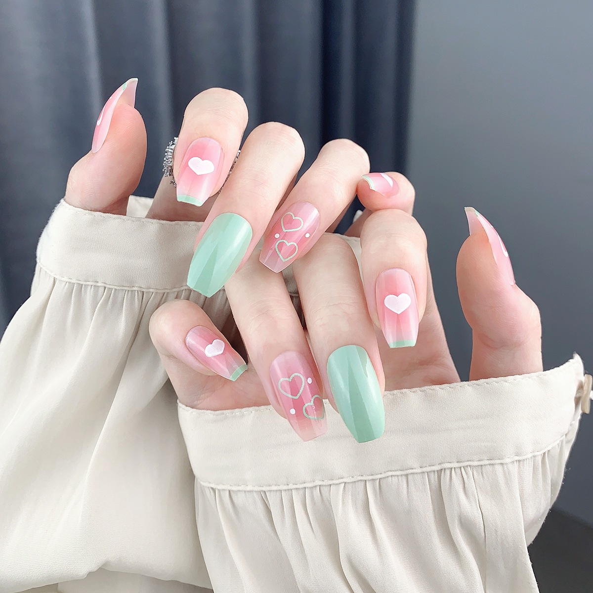 Nail Beauty New Hand-painted Fake Nail Tip Tulip Patch - Image 21