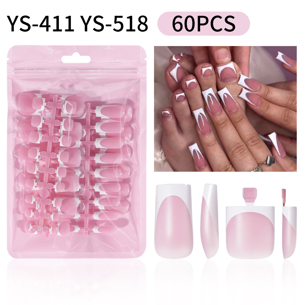 60-piece Set Of Square French Matte Nail Tips